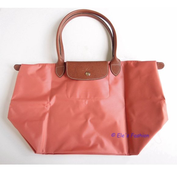 ❤️ NWT LONGCHAMP Le Pliage Large Nylon Shoulder Tote BLUSH Orange AUTHENTIC - Picture 6 of 14